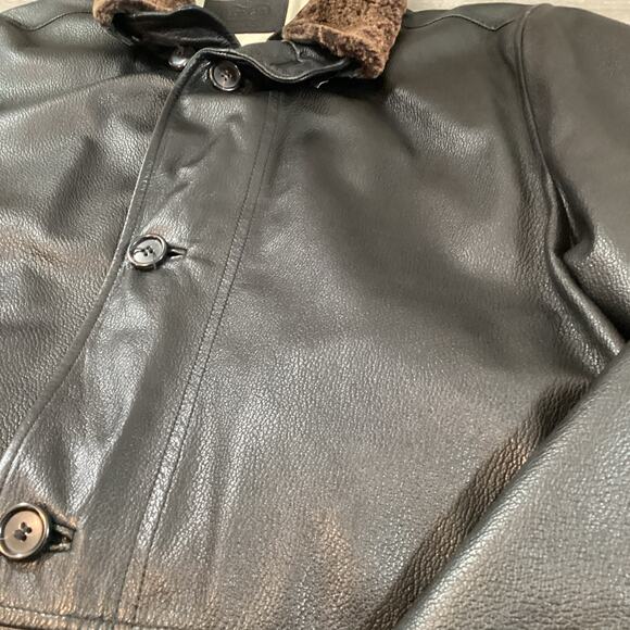 Longhi Leather Coat Mens L 52 Classic Jacket Removable Shearling Collar Luxury - Picture 16 of 16